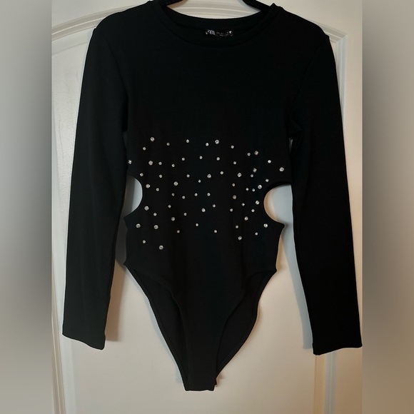 Zara Tops Zara Bodysuit With Rhinestones Poshmark